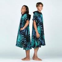 Uk Kids' Surf Poncho 135 To 160cm - 550 Lumi Palm Turquoise