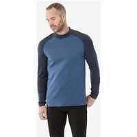 Mens Thermal Ski Base Layer Top Bl 500 - Dark Blue And Grey