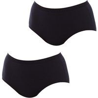 Playtex Brief Woman Organic Cotton Midi Brief x2, Black, XXL