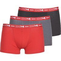DIM Men/'s Breathable Stretch Cotton Optimal Support x3 Boxer, Grey/Chile Red/Black, M