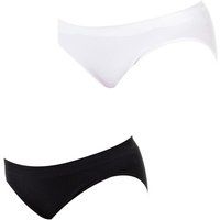 Unno DIM Basic Women/'s Algodón Elástico Pack X2 Dim Basic Brief, White (Negro/Blanco 0ca), (Size: 36/38) (Pack of 2)