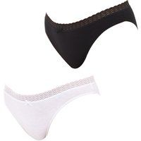 Dim Women/'s Pack 2 bragas de algodón elástico Multicolor Ropa Interior, Black/White, M