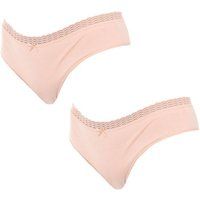 DIM Women/'s Pack 2 bragas de algodón elástico Multicolor Ropa Interior, Nude, S