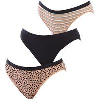 DIM Women/'s Les Pockets Comfortable Cotton x3 Brief, Black/Brown/Cream, S