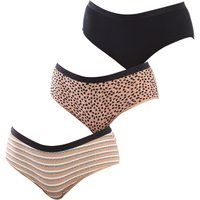 DIM Women/'s Les Pockets Cotton Colours & Patterns x3 Boxer, Black/Brown/Cream, S