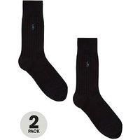 Men's Polo Ralph Lauren 2-Pack Egyptian Cotton Ribbed Socks, Black