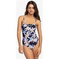 Roxy Womens Active One Piece Stretch Fabric Swimsuit - Charcoal