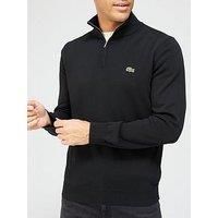 Lacoste Zippered Organic Cotton Sweater Black