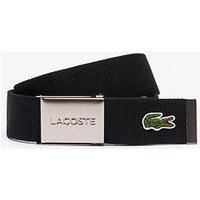 Lacoste Men's Engraved Buckle Woven Belt, Black