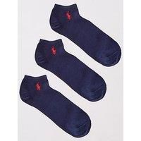 3 Pair Navy Plain Cotton Ghost Ped Socks Men's 6-11 Mens - Ralph Lauren