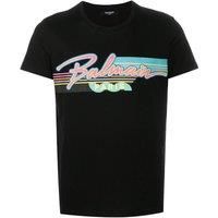 Balmain Men's Paris Retro Logo Black T-Shirt | Size: 2XL