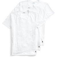 Mens 3 Pack Ralph Lauren Plain Cotton Stretch Crew Neck T-shirts White Extra Large