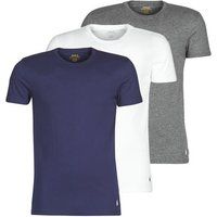 Mens 3 Pack Ralph Lauren Plain Cotton Stretch Crew Neck T-shirts Navy / Grey / White Medium