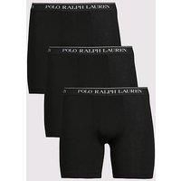 3 Pack Black Plain Cotton Stretch Longer Leg Boxer Briefs Men's Large - Ralph Lauren