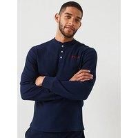 Polo Ralph Lauren Waffle Henley Long Sleeve Loungewear Top - Navy