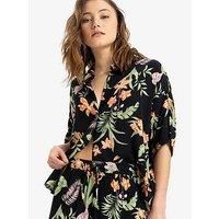 Roxy Womens Beach Nostalgia Crinkle Short Sleeve Top - Black