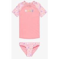 Roxy Girls Dot Short Sleeve Lycra Rashguard Set - Pink