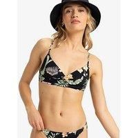 Roxy Womens Beach Classics Wrap Bra Triangle Separate Top Swimsuit - Black