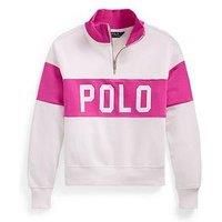Polo Ralph Lauren Girls Zip Sweat Top - Pink/White