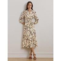 Lauren By Ralph Lauren Rowella Long Sleeve Day Dress - Cream
