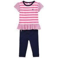 Polo Ralph Lauren Baby Girls Stripe Peplum T-Shirt And Legging Set - Multi