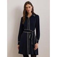 Lauren By Ralph Lauren Cordasha Long Sleeve Shirt Dress - Navy/White