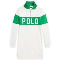 Polo Ralph Lauren Girls Polo Zip Sweat Dress - White