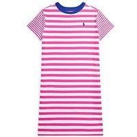 Polo Ralph Lauren Girls Stripe T-Shirt Dress - White/Pink