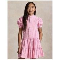 Polo Ralph Lauren Tiered Stripe Linen Mix Dress - Pink