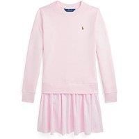 Polo Ralph Lauren Girls Woven Hem Sweat Dress - Pink