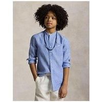 Polo Ralph Lauren Boys Long Sleeve Stripe Linen Shirt - Blue