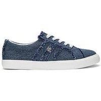 Lauren By Ralph Lauren Janson Frayed Denim Trainer - Oxford Blue