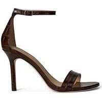 Lauren By Ralph Lauren Allie Crocodile Embossed Leather Sandals - Brown