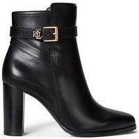 Lauren By Ralph Lauren Brooke Buckle Heeled Ankle Boot - Black