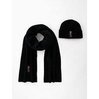 Polo Ralph Lauren Bear Scarf & Hat Gift Set - Black