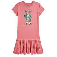 Polo Ralph Lauren Girls Bear Short Sleeve Dress - Pink