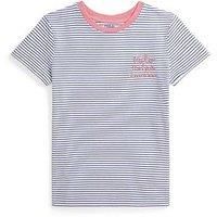 Polo Ralph Lauren Girls Stripe Script Short Sleeve T-Shirt - Blue