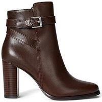 Lauren By Ralph Lauren Brooke Buckle Heeled Ankle Boot - Brown