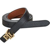 Lauren Ralph Lauren Women's Reversible 20 Skinny Belt - Black/Lauren Tan - L