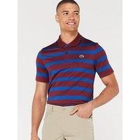 Lacoste Golf Block Stripe Polo Shirt - Dark Red