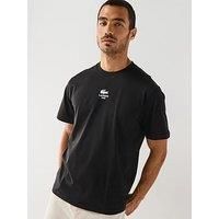 Lacoste Signature Print Cotton T-Shirt - Black