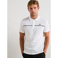 Lacoste L1212 Tipped Collar PiquÉ Taping Short Sleeve Polo Shirt- White