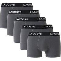 Lacoste 5 Pack Cotton Trunks- Grey