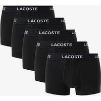 Lacoste Men's 5 Pack Cotton Stretch Trunks, Black