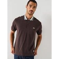 Lacoste French Made Striped Short Sleeve Polo Shirt - Brown
