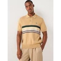 Lacoste Men's French Made Striped Polo Shirt, Beige