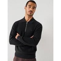 Lacoste Men's Polo Collar 1/4 Zip Sweatshirt, Black