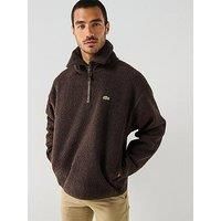 Lacoste 1/4 Zip High Neck Fleece Sweatshirt - Brown