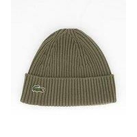 Lacoste Ribbed Wool Beanie Khaki