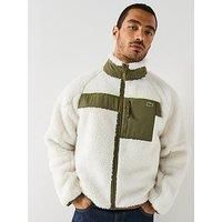 Lacoste Colourblock Fleece Zipped Jacket - White